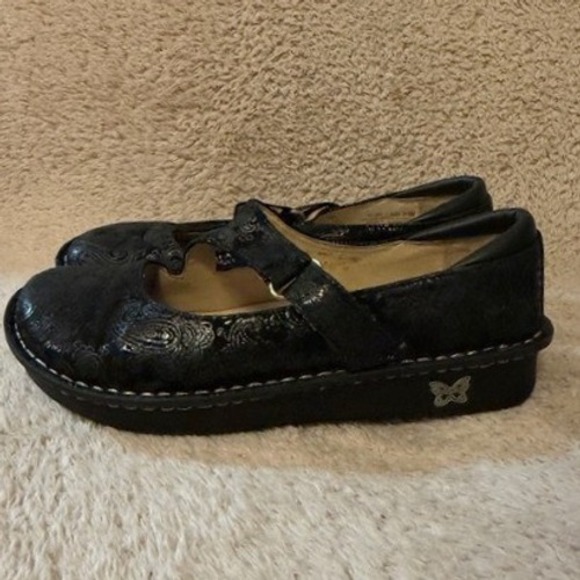 Alegria Paloma Black Paisley Leather Mary Jane Rocker Shoes JIL-561 Womens 8 W - Picture 4 of 9